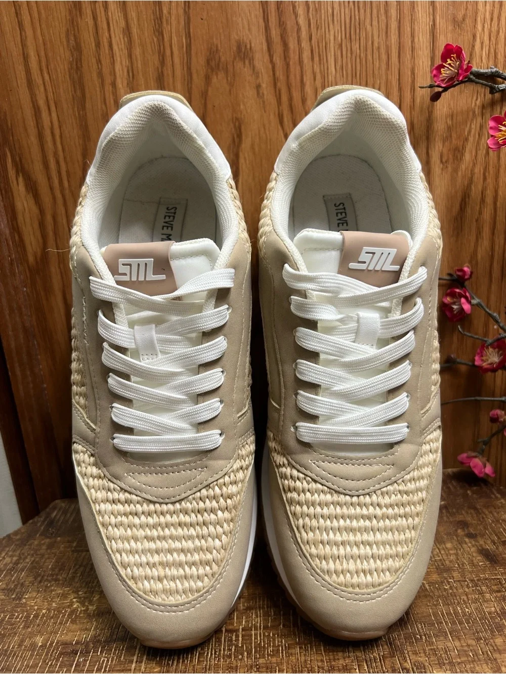 Steve Madden Kinkade Raffia Sneakers Woven Platform Casual Summer Shoes Size 9